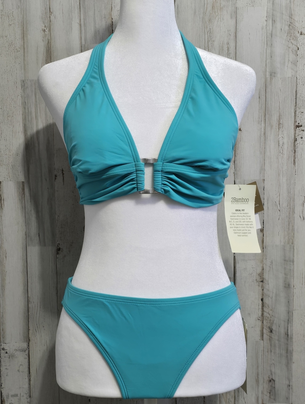 2bamboo Turquoise Halter 2 Piece Bikini Set Size Small 32B/C-34B/C